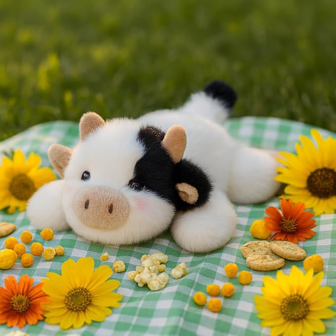Adorable Cow Stuffed Animal Soft Plush Cow Plush Toy Cute Birthday Gifts for Kids Adults
