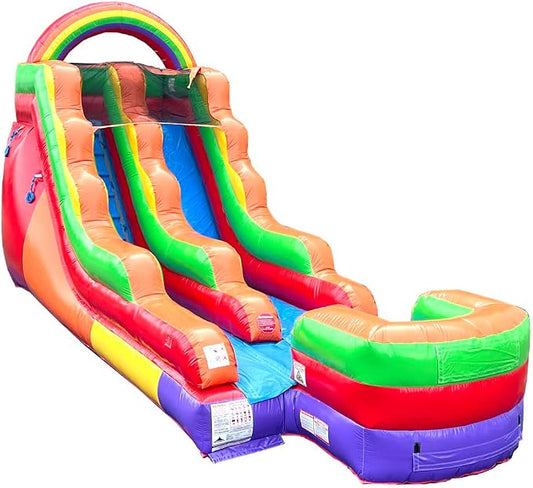TentandTable Inflatable Water Slide for Kids and Adults, 15 FT Commercial Grade Giant Wet Dry Blow Up, Outdoor Backyard Water Fun, Includes Electric Air Blower, 27' L x 9' W x 15' H, Rainbow
