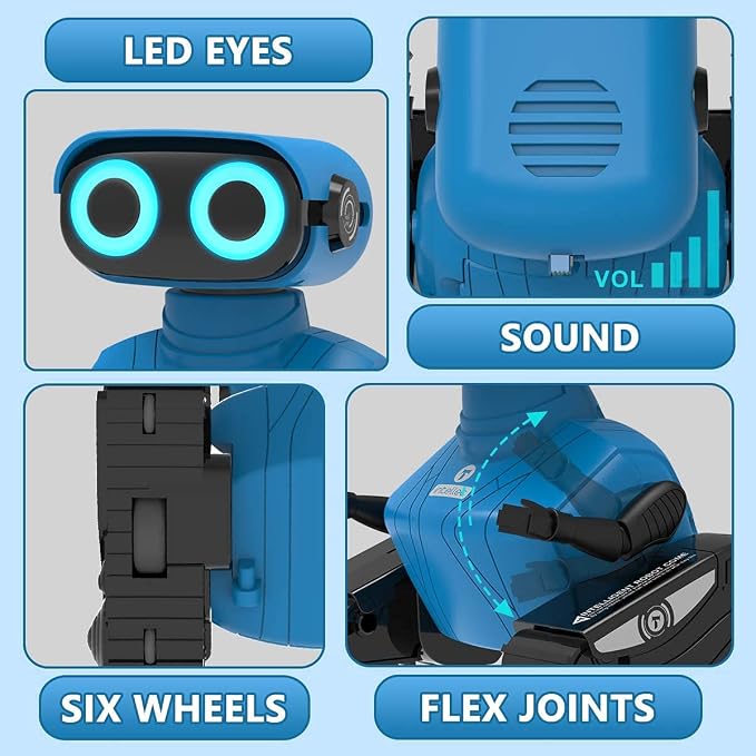 KaeKid Robots for Kids, 2.4Ghz Remote Control Robot Toys with LED Eyes & Flexible Arms, Dance & Sounds, RC Toys for 3 4 5 6 7 8 Year Old Boys Girls (Blue)