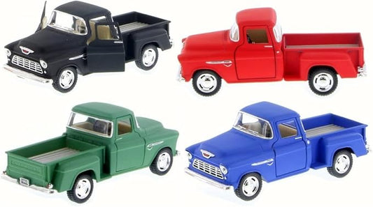 KiNSMART 1955 Chevrolet Stepside Pickup Truck 5 Inch 1:32 Scale Die Cast Metal Little Truck (-SetOf4 Matte)