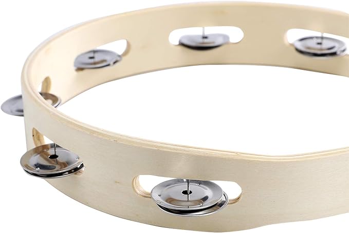Musfunny Tambourine Ring for Adults 10 inch Hand Held Drum with Metal Jingles Bells Percussion Instrument Gifts for Musical Education Party Church KTV (10 inch Ring)