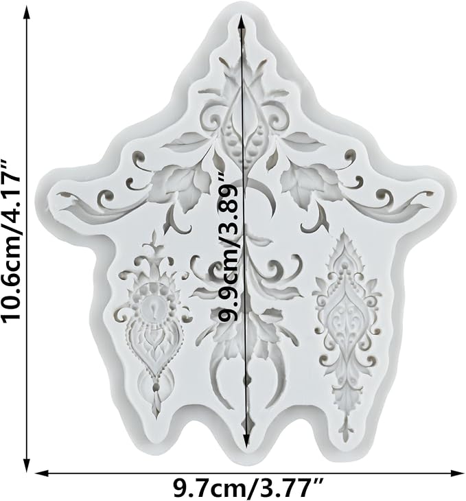 Baroque Lace Silicone Mold Relief Flower Filigree Polymer Clay Molds for DIY Crafts Epoxy Resin Casting Air Dry Polymer Clay Plaster Jewelry Making