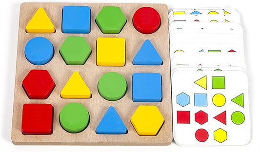 Shape Matching Game Color Sensory Educational Toy, Geometric Shape Quick Matching Board Game Montessori Learning Toys for Toddlers Kids Boys Girls (for 1 Player)