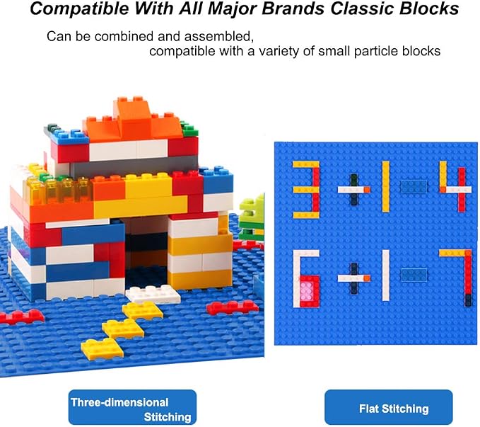LVHERO Classic Baseplates Building Plates for Building Bricks 100% Compatible with All Major Brands-Baseplate, 10in x 10in, Pack of 8 (Blue)