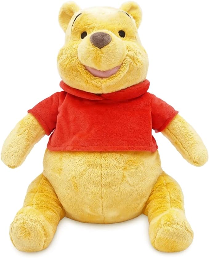 Disney Store Official Pooh Medium Soft Toy for Kids, Cuddly Character with Fuzzy Texture and Embroidered Details, Red T-Shirt, Disney Plushy Suitable for All Ages
