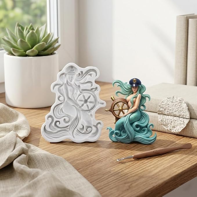 Mermaid Silicone Molds Mermaid Polymer Clay Mold for DIY Crafts Epoxy Resin Casting Air Dry Polymer Clay Plaster Jewelry Making