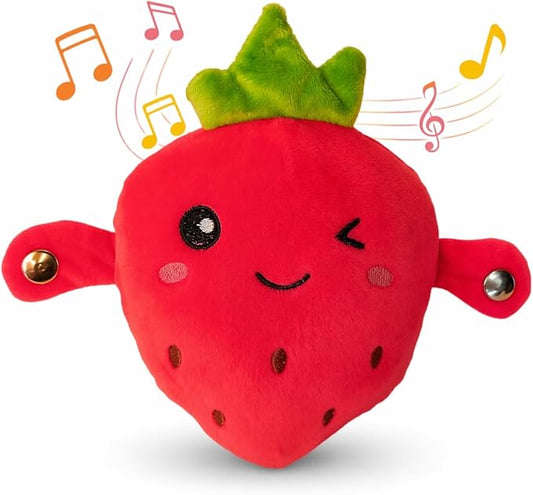 Interactive Music Plush Toy Set for Kids Adults, 7" Strawberry Fruit Sensing Metronome with Sounds for Multiplayer Interaction Game, Fun Musical Sensory Toy for Christmas Birthday Gifts