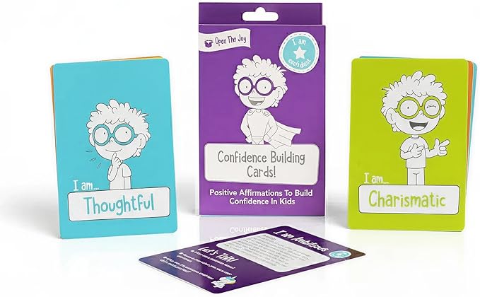 Confidence Building Cards for Kids | 50+ Positive Affirmation & Self-Esteem Building Activities | Mindfulness, Emotional Intelligence & Self-Reflection Deck | Screen-Free Learning Tool for Ages 4+