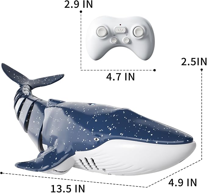 Bennol 2.4Ghz Remote Control Whale Shark Toys for Boys Kids, 1:18 Scale High Simulation Whale Shark for Pool, Electric RC Shark Fish Toys with Light & Spray Water Function for 6 7 8 9 Year olds Kid
