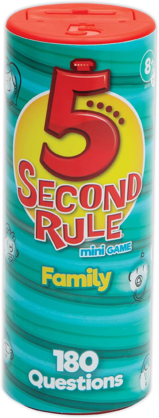 5 Second Rule Family Edition (Mini Tube) - Simple Question Card Game for Family Fun, Party, Kids, Travel, Game Night & Sleepovers - Think Fast and Shout Out Answers - Ages 8+