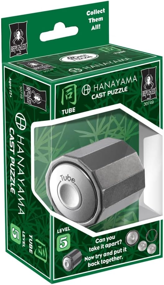 BePuzzled | Tube Hanayama Metal Brainteaser Puzzle Mensa Rated Level 5, for Ages 12 and Up