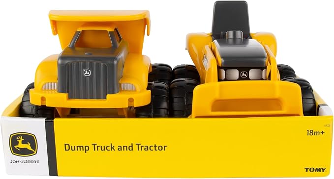 TOMY John Deere Vehicle Set - Includes Dump Truck Toy and Tractor Toy with Loader - Kids Construction and Outdoor Toys - 2 Count - Ages 18 Months and Up