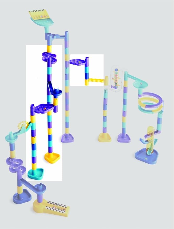 Discovery Toys MARBLEWORKS Add-On Set | Additional Pieces Compatible with Our Starter, Deluxe, Ultra Deluxe Sets (Not Included) | Comes with 30 Colorful Posts, 2 Bases, 3 Ramps, 6 Marbles