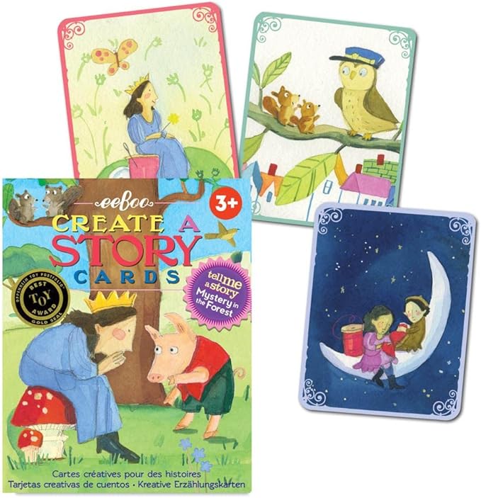 eeBoo: Mystery in The Forest Create a Story Pre-Literacy Cards, 36 Cards with Colorful Characters, Encourages Imagination, for Ages 3 and up
