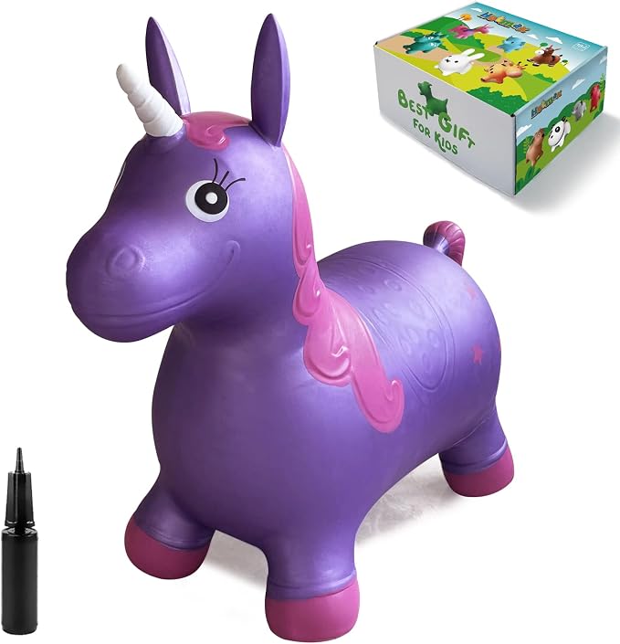 HotMax Unicorn Bouncy Horse Toys for 2 Year Old Girl, Toddlers Bouncing Animals, Ride on Rubber Jumping Toys for Baby Girl or Boy 1st Birthday Gift for 2 3 4 Year Old (Violet Unicorn)
