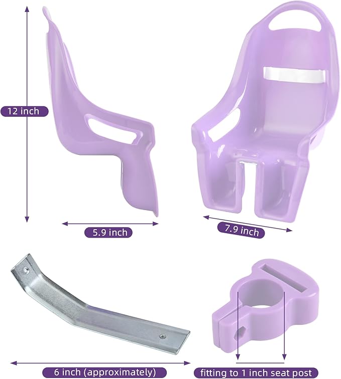Kids Bicycle Doll Seat – Doll Chair Accessory for Children’s Bikes, Purple