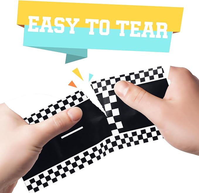 WNINK 2 Rolls Black Race Track Tape, Kids Race Car Stickers, Race Car Track Decorations, 2.4 Inch Wide, 2 X 33 FT Long, Easy Tear, No Residue for Kids Birthday Gift and Racing Party Decoration