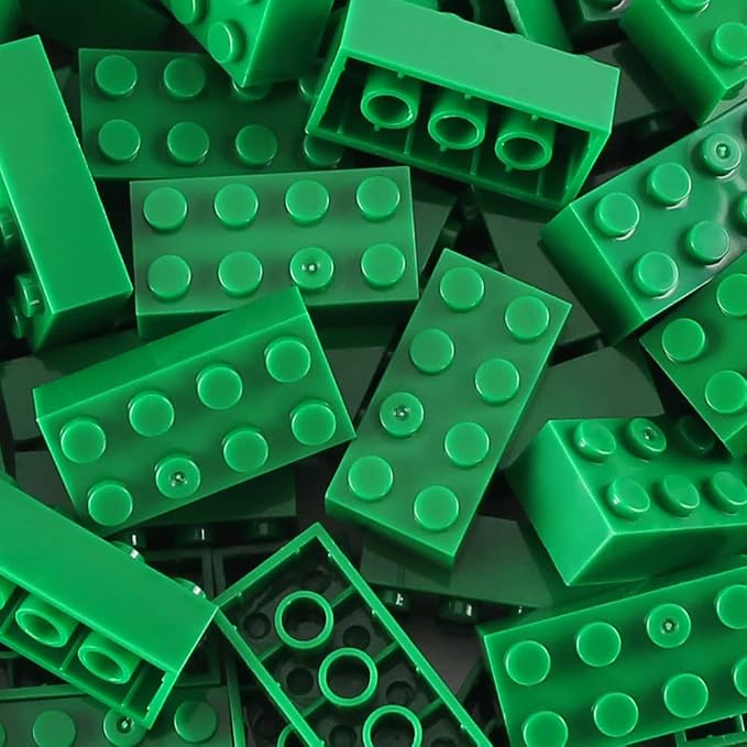100pcs 2x4 Bricks Green Building Classic Pieces Parts Creative Play Blocks Set Toy Accessories Combine with 3001 Major Brick Brands