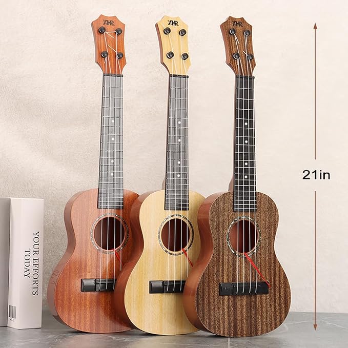 Raimy Kids Ukulele Guitar - 21inch 4 Strings Guitar Children Musical Instruments Educational Toys with Picks for Toddler Kids Boys Girls Beginner (Brown)