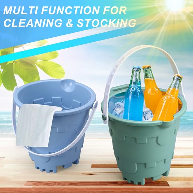 Jumbo Avocado Castle Model Beach Gear 7" Large Sand Buckets Pails Beach Water Pool Gardening Bath Toy Environmentally ABS Durable Thick Plastic Complete Gift Set Bundle for Kids Boys Girls