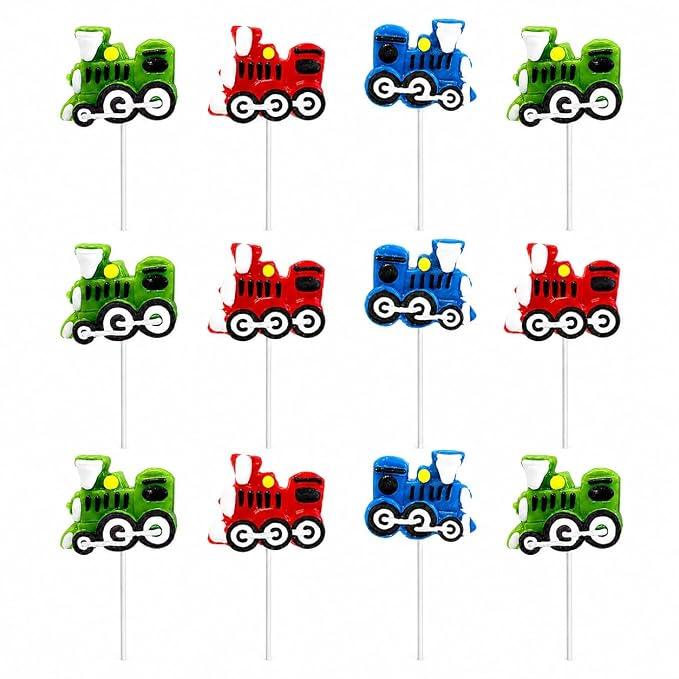 Fruidles 12 Pack Party Fun Train Lollipops Variety Mixed Fruit Flavor Party Suckers Perfect Train Party Favors For Your Train Birthday Party (12-Pack)