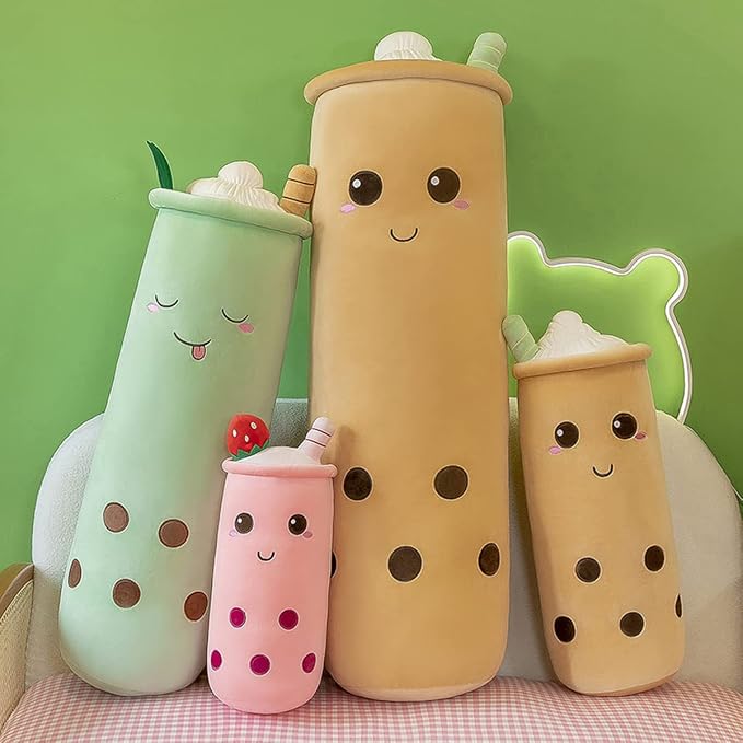 Rexinc Cute Plushies Plush Plushie Long Plush Pillow Bubble Tea Stuffed Animal Gift for Kids Adults (Long Brown Plush,36 Inch)