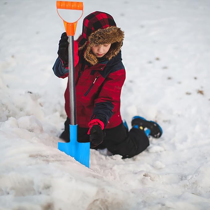 Kids Stainless Steel Snow Shovel, Kids Snow Shovel Beach Shovels for Stainless Steel with Plastic Scoops and Handle 3PCS, Beach Shovels