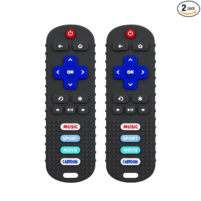 2 Pack Remote Control Shape Teether for Baby,Babies Toy, TV Remote Control,Silicone Remote Control Teething Toys
