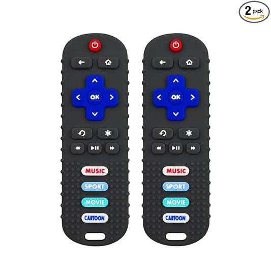 2 Pack Remote Control Shape Teether for Baby,Babies Toy, TV Remote Control,Silicone Remote Control Teething Toys