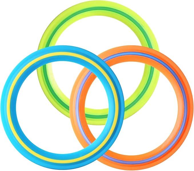 JEEFUD Flying Disc for Kids Adults 11 inch Flying Ring, 3 Pack Beach Backyard Sports Play Soft Discs, Sport Outdoor Tossing Toy Gift for 4+ Year Old Boys Girls Family 3PCS (Yellow，Orange & Turquoise)