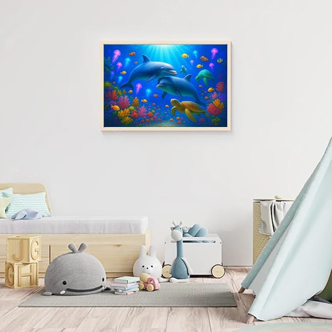 100-Piece Colorful Ocean Puzzles for Kids Ages 4-6 6-8 8-10, 100-Piece Jigsaw Puzzle with Dolphins, Sea Turtles, Fish & Coral – Educational Toy for Boys & Girls – Underwater Animal Puzzle Game