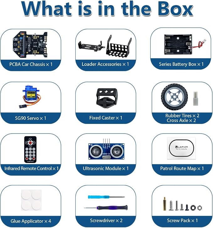 LAFVIN MicroBit Smart Robot Car for MakeCode and MicroPython,STEM Educational Coding Robot for Kids Beginner(Without Micro:bit)