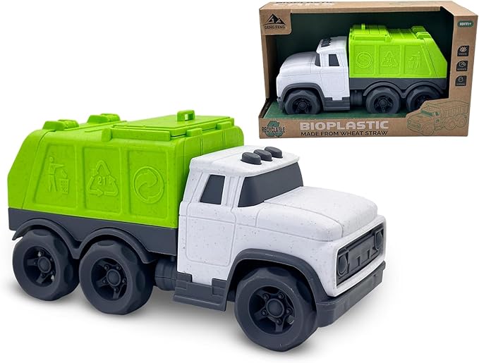 Aigitoy Toddler Car Toys for 1-3 Year Old, Green Recycling Truck, BPA Free, Phthalates Free, PVC, Recycled Plastic, Construction Truck, Kids Outdoor Toys, Christmas Birthday Gifts for Boys Girls