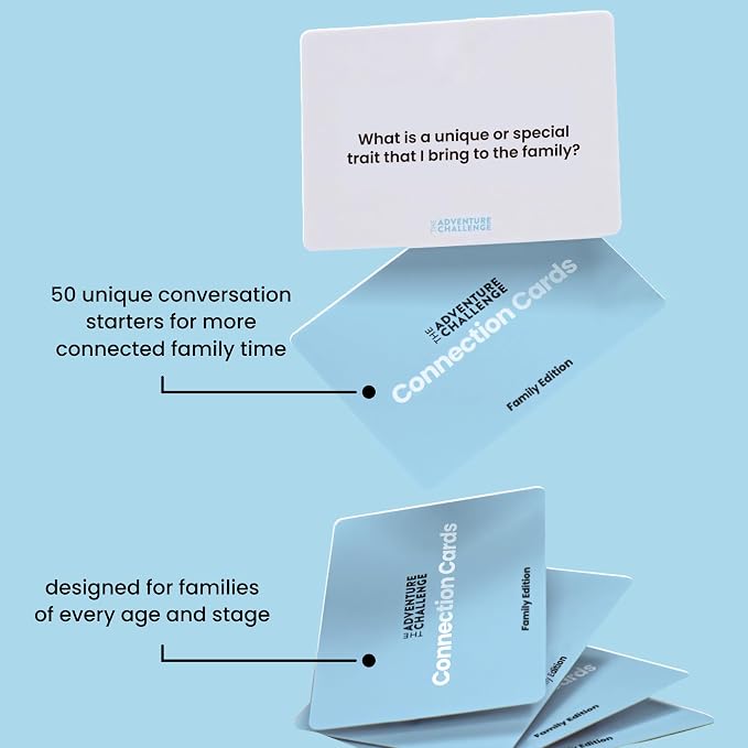 Family Connection Cards – 50 Conversation Starters for Kids and Adults – Interactive Family Bonding Game for Dinners, Road Trips, Vacations – Fun Icebreaker Questions for Meaningful Conversations