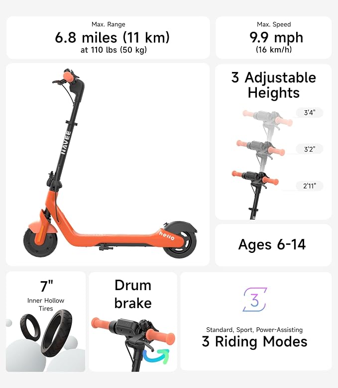 NAVEE K100 Series Electric Scooter for Kids 5-11, Adjustable Handlebar/Speed, Digital Pet, 12.4/9.9/7.5 mph, Safe Brake, Foldable, RGB Lights, Smart APP, Growing Adventurer Gift for Boys Girls, UL2272