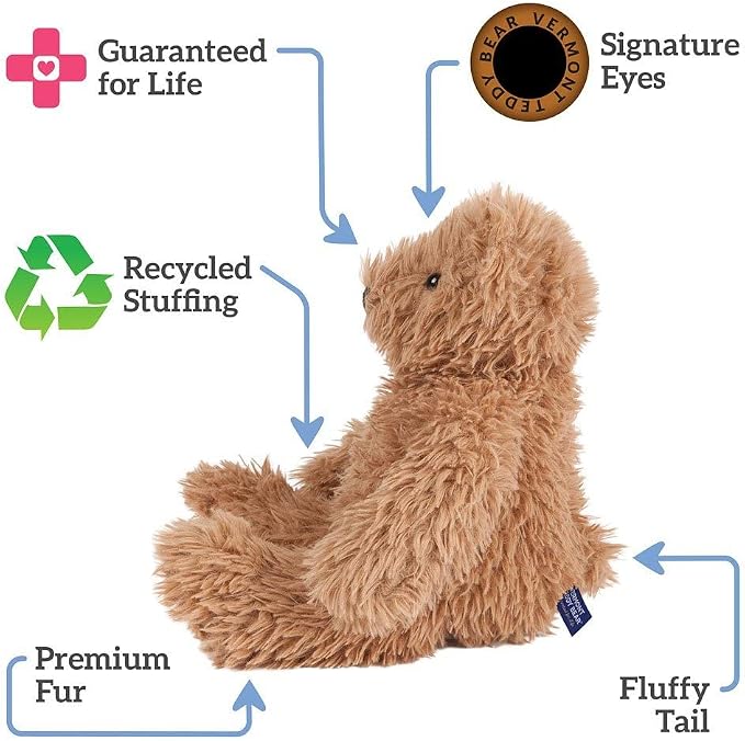 Vermont Teddy Bear Brown Teddy Bear Stuffed Animal | Soft Cozy Plush, Romantic Gift, Recycled Filling, Design in USA | 13 Inch | Super Soft Teddy Bear Collection