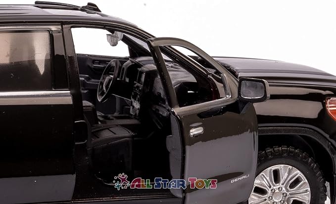 Motor Max 2019 GMC Sierra 1500 Denali Crew Cab Pickup Truck, Black 79362BK - 1/27 Scale Diecast Model Toy Car,unisex-children
