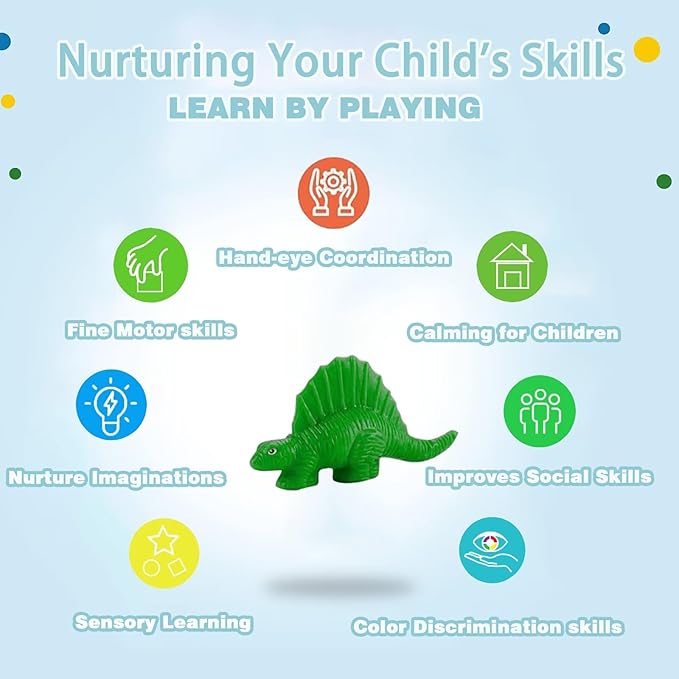 Unleash Creativity with 12 Unique Dino and Animal Molds Dough Toys Dough Accessories Set Whit 10 .Ideal as a Gift for Kids Aged 3-4-8 Years