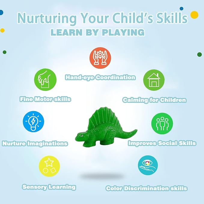 Unleash Creativity with 13 Pcs Play Dough Tools Sets and 6 Unique Dino Molds Dough Toys Accessories Set Whit 5 Bright Color