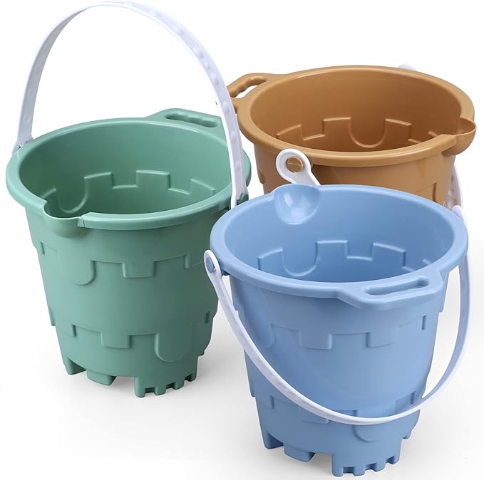 Jumbo Avocado Castle Model Beach Gear 7" Large Sand Buckets Pails Beach Water Pool Gardening Bath Toy Environmentally ABS Durable Thick Plastic Complete Gift Set Bundle for Kids Boys Girls