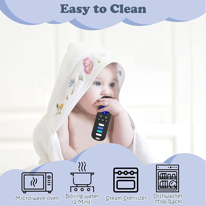 YAPROMO 2Pcs Teething Toys, Baby Remote Toy Teethers, Silicone Toy Remote Teethetr for Infant Toddler Kids/Boy/Girl, BPA Free and Refrigerator Safe