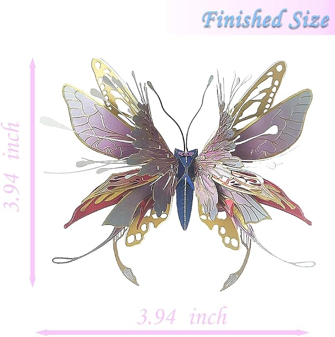 3D Metal Puzzles for Adults,Butterfly Model Building Kits,Cute Insect Design,Brain Teaser Puzzle,DIY Mechanical Assembly Kit Creative Ornament Suitable for Home Decor Art Craft (Gold)