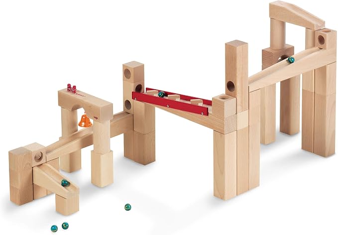 HABA Wooden Marble Run Ball Track Set, STEM Toy for 4-10 Year Olds and Educational Building Set with 42 Pieces, Fun Marble Maze Game, Made in Germany