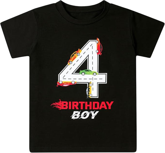 Lovekider 2-5 Years Birthday Boy Shirt Construction Party T-Shirts Excavator Cotton Short Sleeve Tee Dark Grey