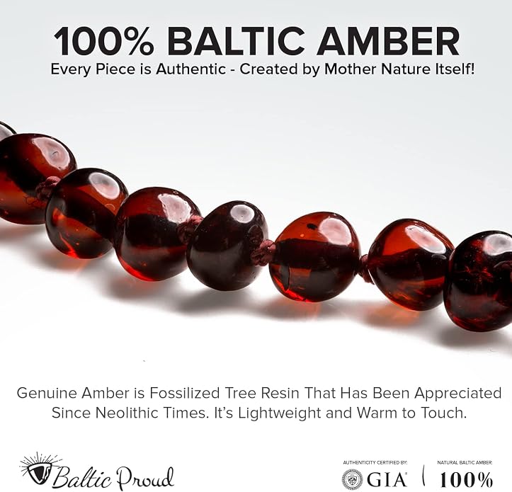 Baltic Proud Amber Necklace And Bracelet Gift Set (Unisex Cherry) - Certified Premium Quality Raw Baltic Amber