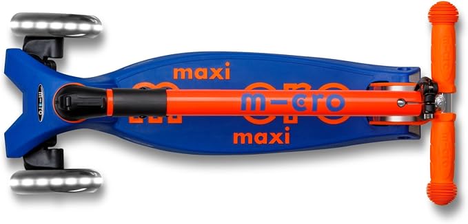 Micro Kickboard | Maxi Foldable LED Kids Scooter for Ages 5-12 | Children up to 110 lbs | 3 Wheel Lean-to-Steer Design | Adjustable T Bar | Smooth Ride, Motion Activated PU LED Wheels | Swiss Design
