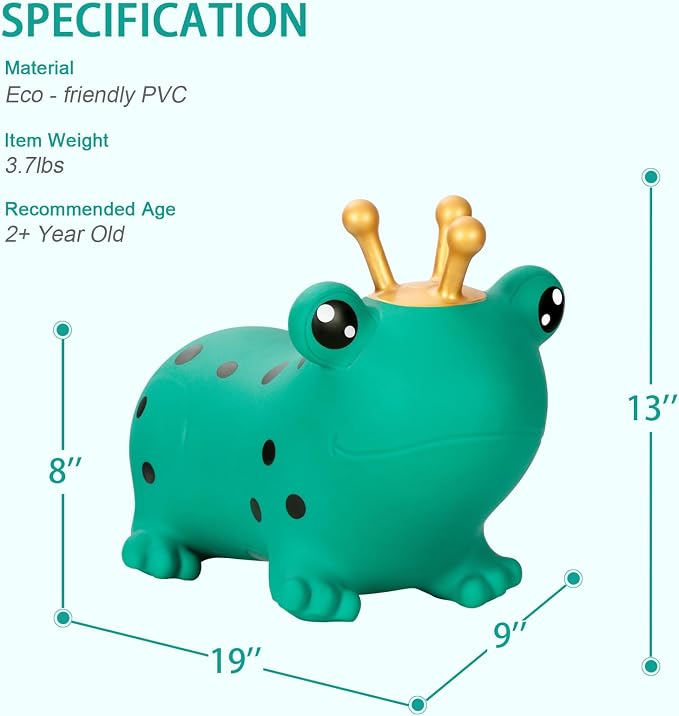 INPANY Bouncy Horse, Frog Hopper Toys, Toddlers Bouncing Animal Hopping Toys, Inflatable Ride on Rubber Bouncer, Outdoor Indoor Baby Birthday Gifts for 2 3 4 Year Old Girls Boys