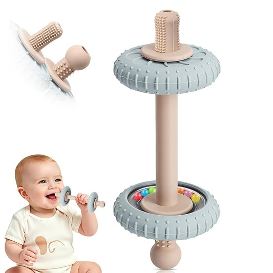 Baby Teething Rattles Toys 3-6 Months, Silicone Baby Teether Toys for Teething Relief, Teething Straws for Babies 6-12 Months, Infant Chew Sticks Toys, Gift for Newborn Boys Girls, BPA Free