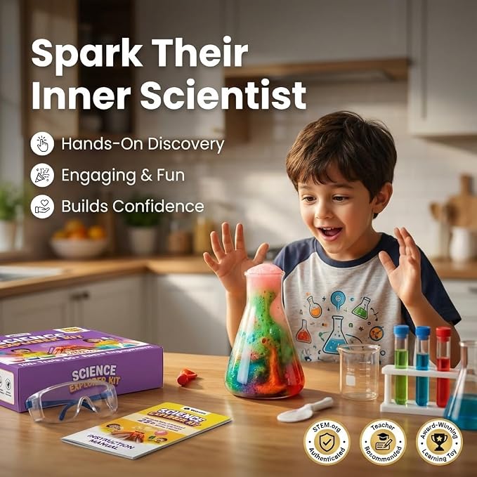 PW Science Kit for Explorer Kids with Instructions Manual 150+ Fun & Educational Science Experiments Kit DIY Kit for Kids Ages 8+ STEM Learning Toy & Kit Multicolor