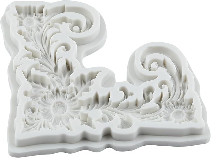 Baroque Polymer Clay Molds Curlicues Scroll Lace Silicone Mold Baroque Relief Flower Mold for Epoxy Resin Casting DIY Crafts Air Dry Polymer Crafts Supplies Clay Tools